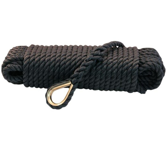 Horgonykötél acél kötélszívvel 10 mm x 20 m - fekete