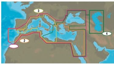 2. térkép, Dél-Földközi-tenger és Égei-tenger