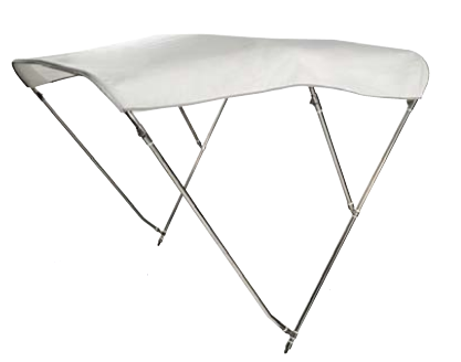 3 ágú fehér bimini rozsdamentes acélból - szélesség 200/210 cm, csőátmérő Ø25 mm