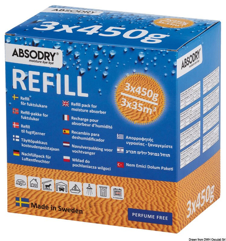 ABSODRY nedvességelnyelő cserecsomag 3 x 450 g