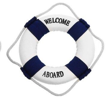 Kék mentőgyűrű "WELCOME ABORD" felirattal - 20 cm