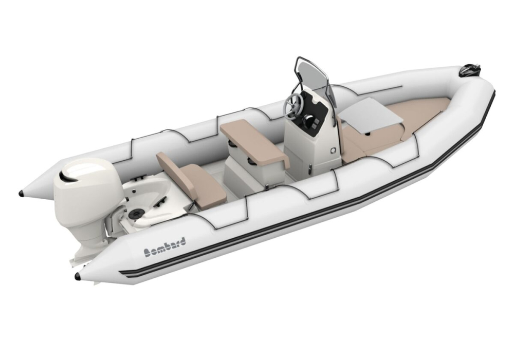 Bombard Sunrider 650 Strongan felfújható csónak világos szürke / kavicsos kiegészítőkkel.