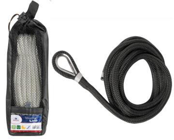 OSCULATI poliészter horgonykötél acél kötélszívvel fekete, 14 mm x 9m