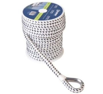 Horgonykötél acél kötélszívvel 12 mm x 20 m - fehér-fekete