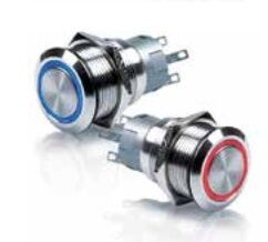 Kürt típusú nyomógomb LED kijelzővel - piros