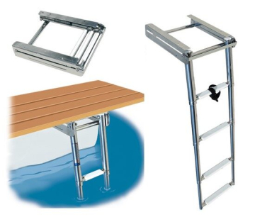 Teleszkópos összecsukható létra a platformhoz - szélesség 24 cm, 4 lépcsőfok