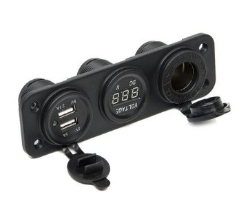 Beépített 12 V-os aljzat / voltmérő / kettős USB