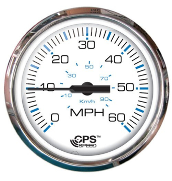 FARIA GPS sebességmérő 60 MPH - fehér számlap rozsdamentes acél keretben