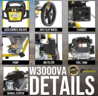 Waspper W3100VA benzinmotoros magasnyomású tisztító, Peggas, 4.3 LE, 213 bar / 3100 PSI