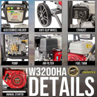 Waspper W3200HA benzinmotoros magasnyomású tisztító, Honda, 6.5 LE, 220 bar/3200 PSI