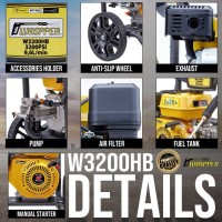 Waspper W3200HB benzinmotoros magasnyomású tisztító, Peggas, 7.0 LE, 220 bar / 3,200 PSI