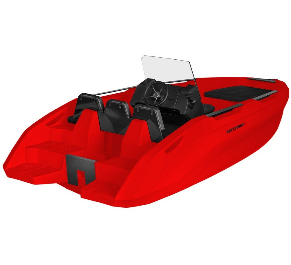 SEASTORM 14 HDPE Extra tartós műanyag csónak piros – 427 cm