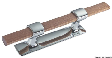 Krómozott réz kikötőbika fa betéttel 210 mm