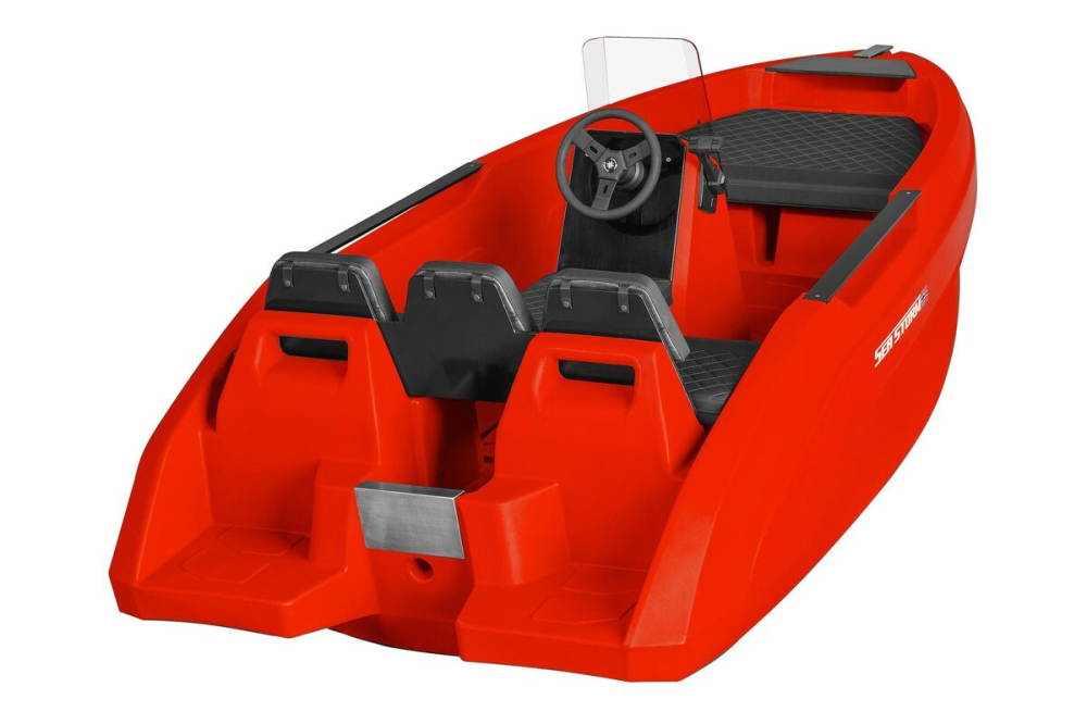 SEASTORM 12 HDPE Extra tartós műanyag csónak piros – 366 cm
