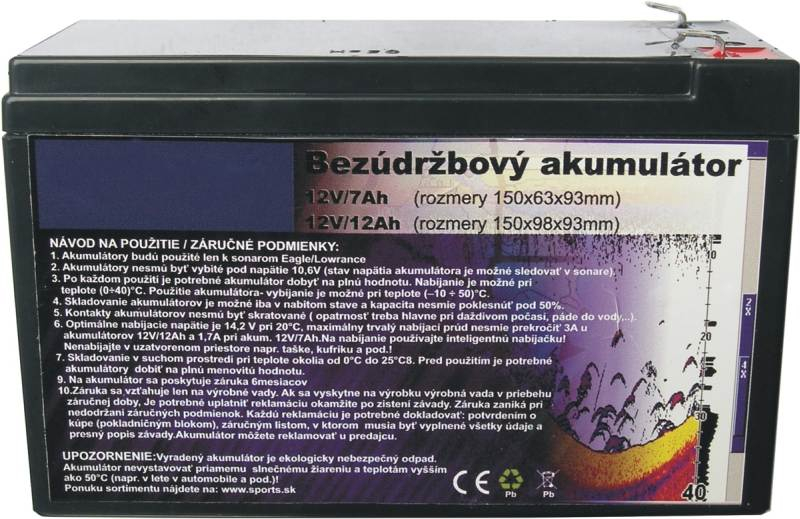 Akkumulátor szonárhoz és rakodócsónakhoz 12V/7Ah