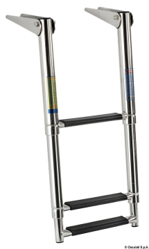 Rozsdamentes acél teleszkópos létra AISI 316 - 3 lépcsőfok, szélesség 300 mm, hosszúság 889 mm, fekete
