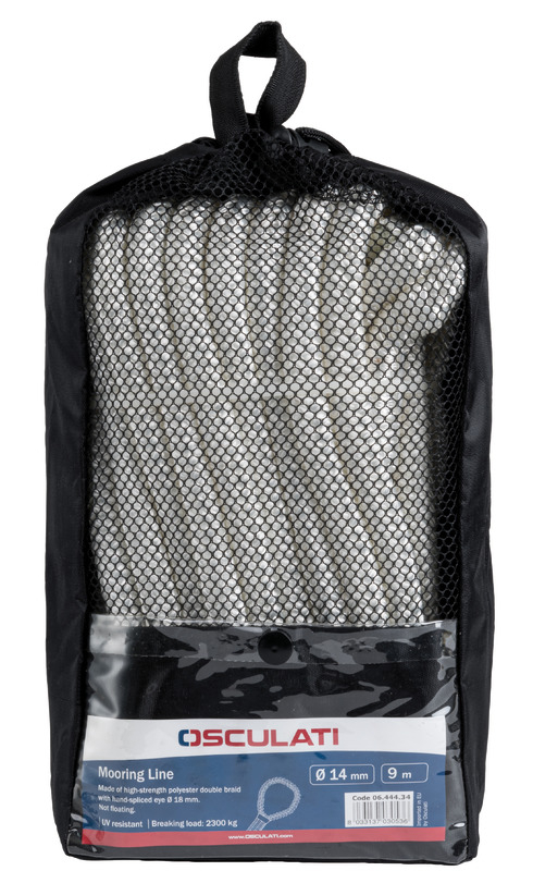 OSCULATI poliészter kikötőkötél hurokkal fekete - 10 mm x 6 m