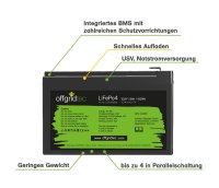 Offgridtec LiFePO4 akkumulátor 12,8 V 8 Ah – 102 Wh, integrált BMS