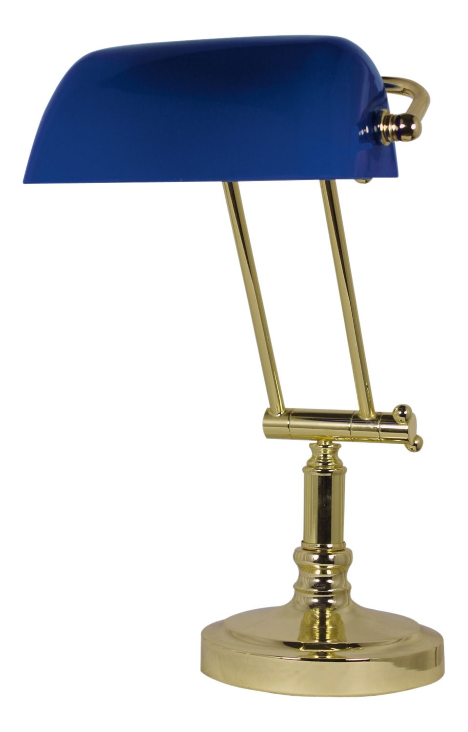 Bankárlámpa kék üvegbúrával – 36/43 cm