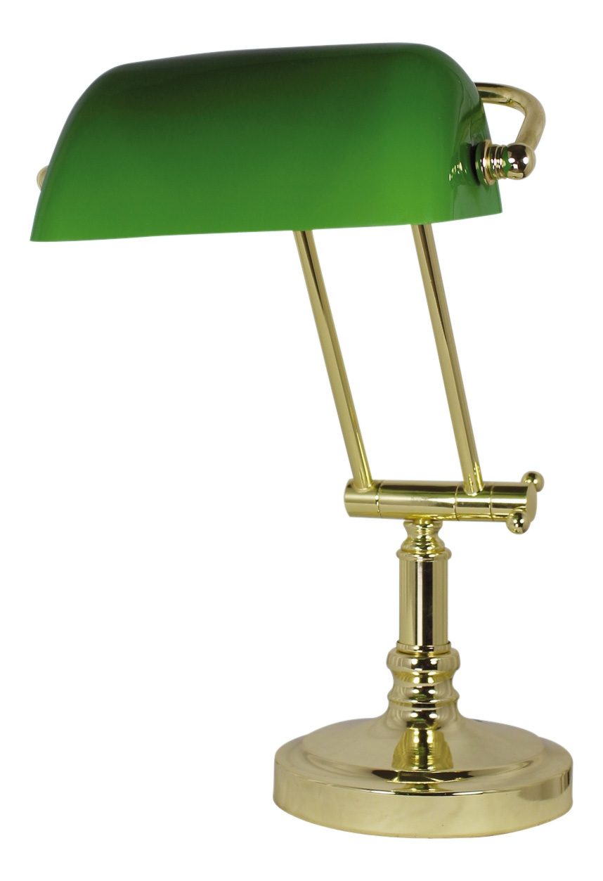 Bankárlámpa zöld üvegbúrával – 36/43 cm