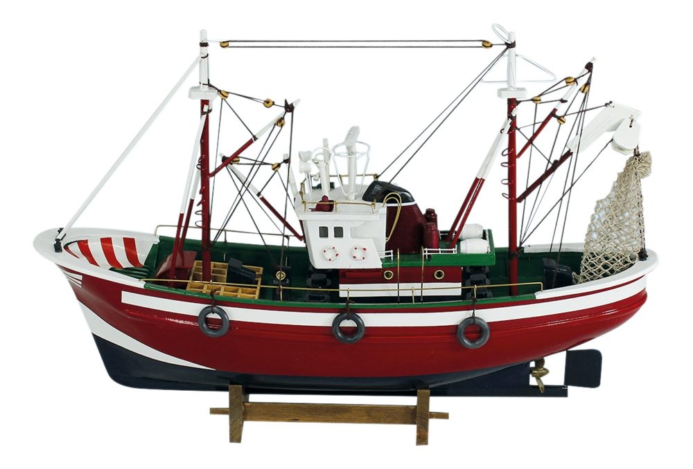 Halászkutter-modell fából – 46 cm hosszú