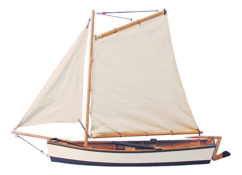 Vitorlás halászhajó-modell fából – 45 cm hosszú