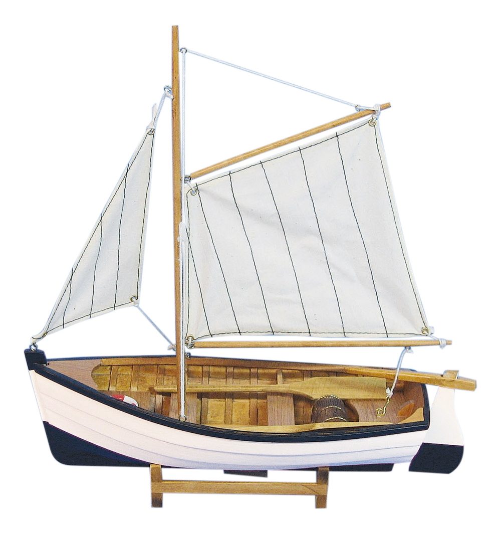 Vitorlás halászhajó-modell fából – 32 cm hosszú