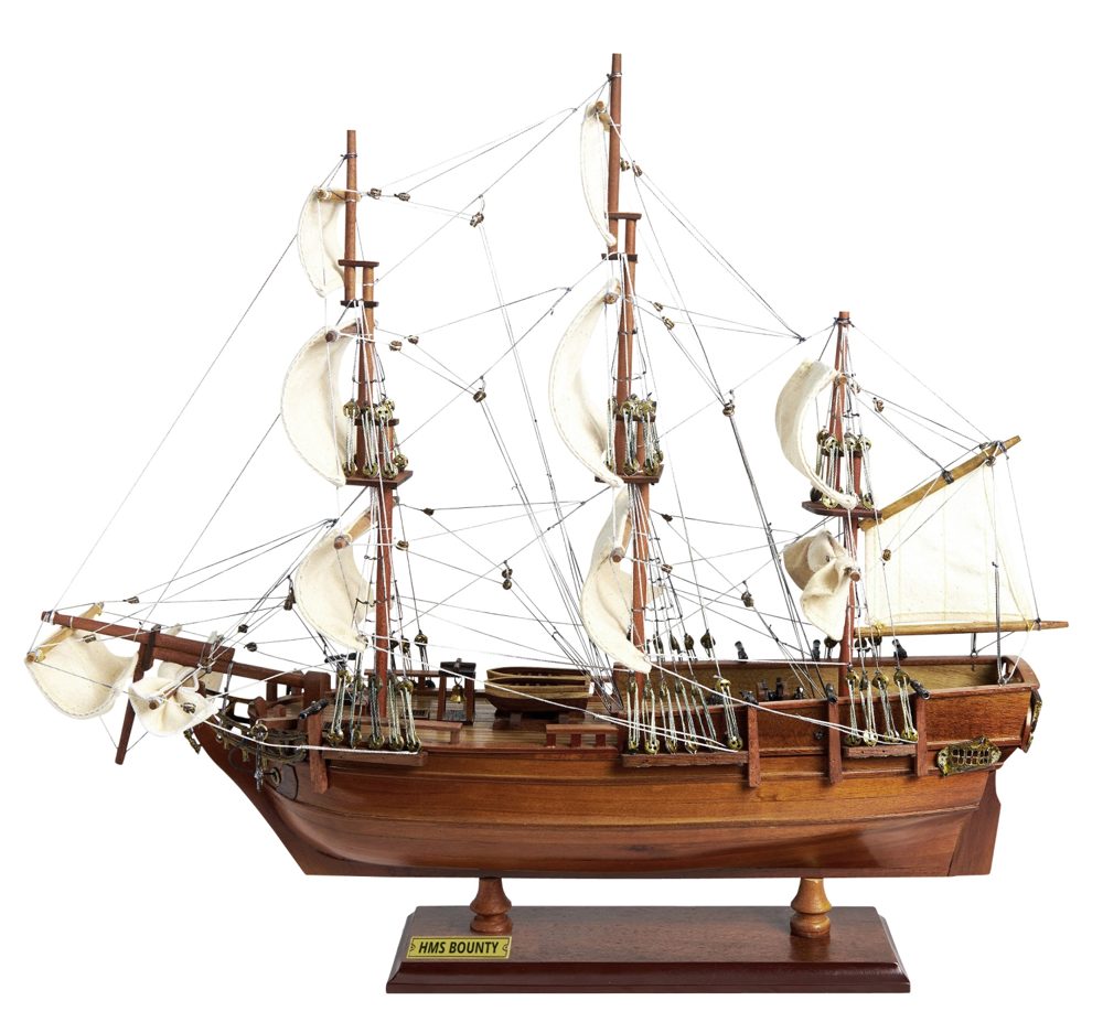 HMS Bounty kereskedelmi hajó-modell fából és fémből – 49 × 16,5 × 44 cm