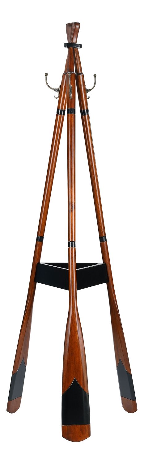 Evezős ruhafogas, festett fa – 192 cm