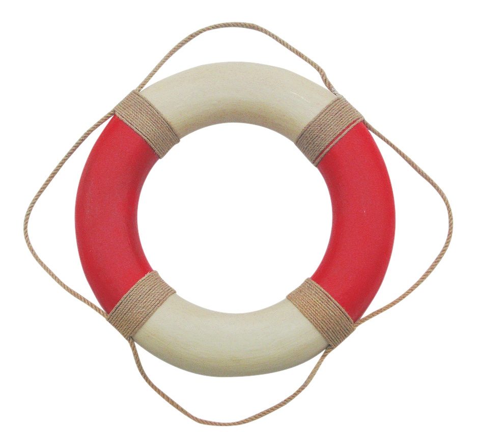Mentőöv kötéllel, krém-piros – Ø 49 cm