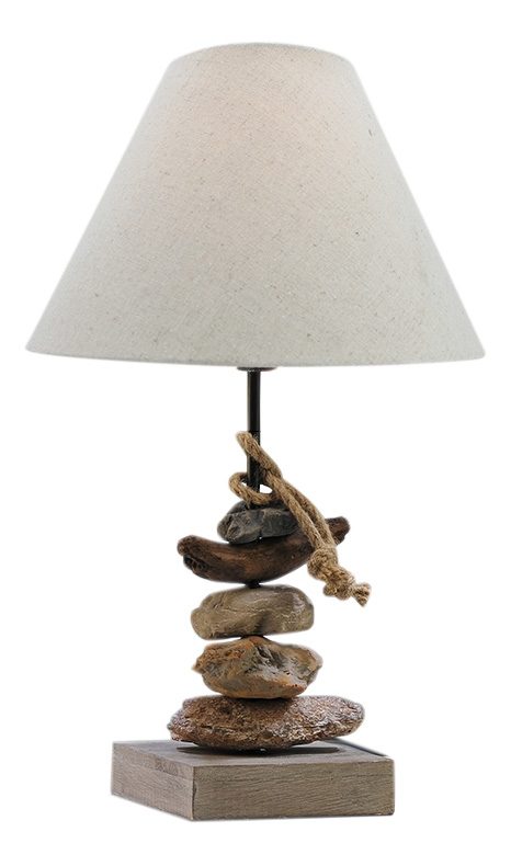 Köves lámpa búrával, fa – 50 cm
