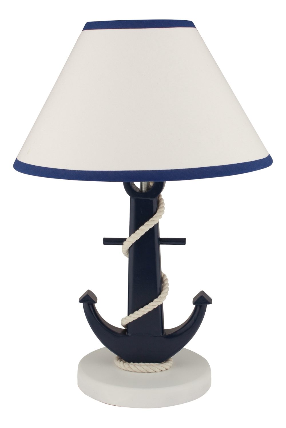 Horgonyos lámpa búrával, fa, kék – 38 cm