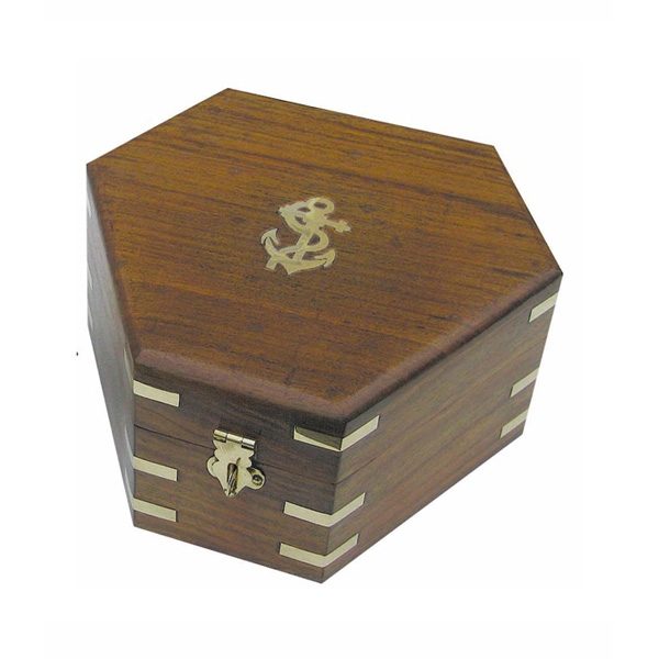Hatszögletű fadoboz 8200S szextánshoz – 17,5 × 15,5 × 8,5 cm