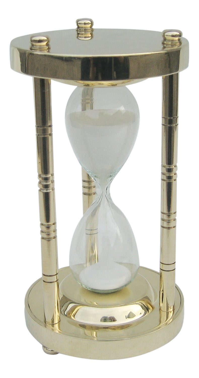 Homokóra sárgarézből, 3 oszloppal – kb. 3 perc, 12,5 cm