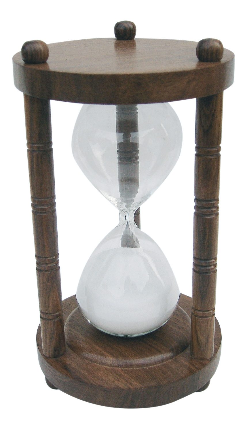 Háromoszlopos homokóra fából – kb. 30 perc, 18 cm