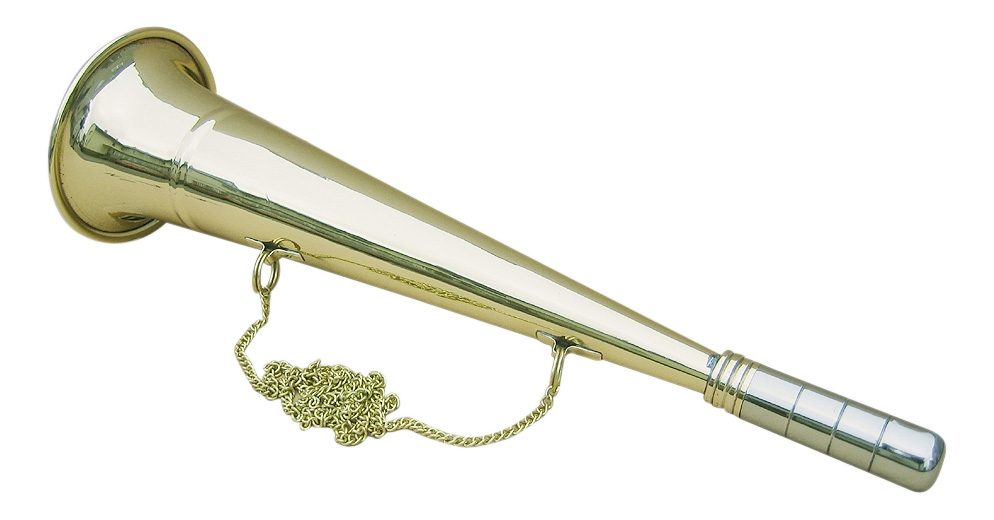 Sárgaréz ködkürt lánccal – 33,5 cm, Ø 9,5 cm