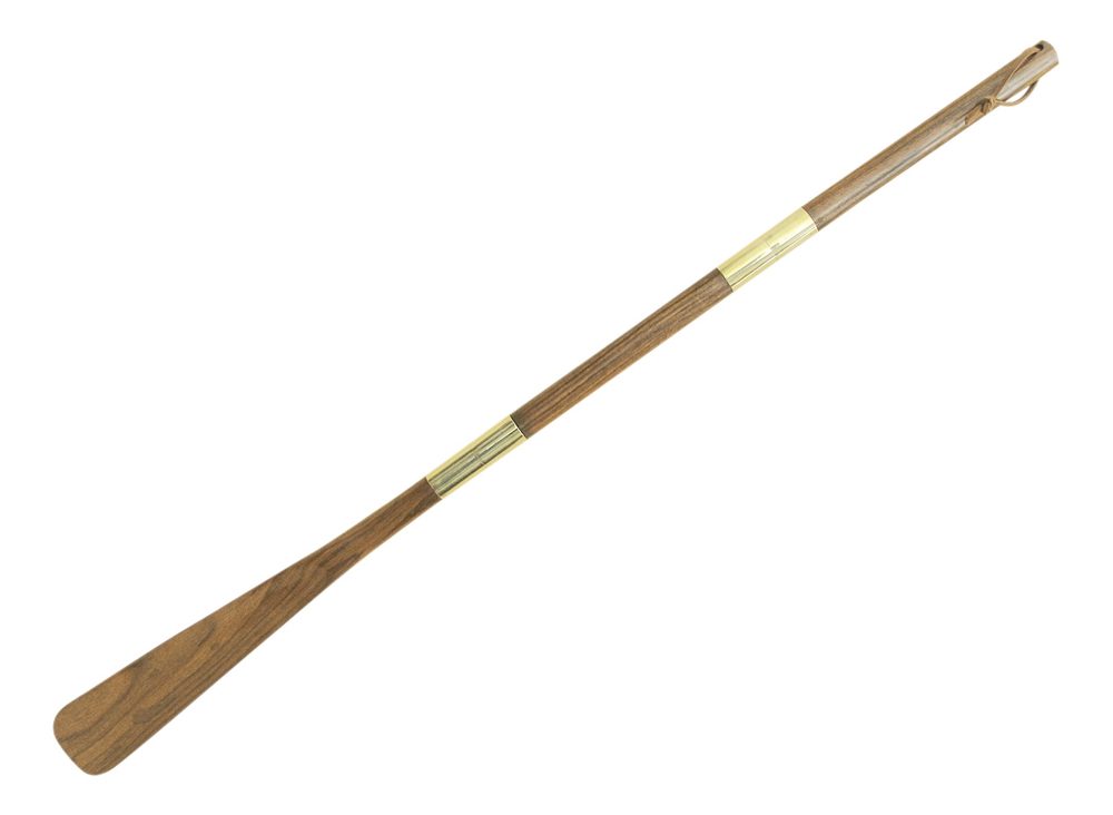 Extra hosszú cipőkanál fából és sárgarézből, háromrészes – 70 cm