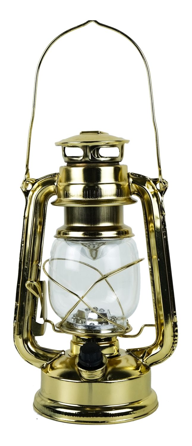 Elemes LED viharlámpa vasból, sárgaréz színű – 24,5 cm