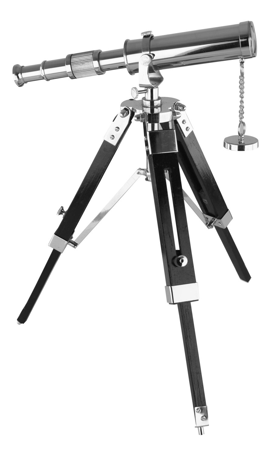Állványos távcső, nikkelezett sárgaréz és fa – 26/37 cm