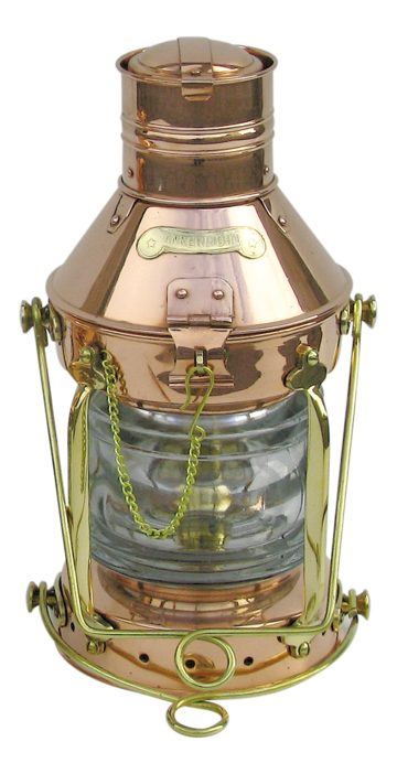Horgonylámpa rézből és sárgarézből, petróleumégővel – 32 cm
