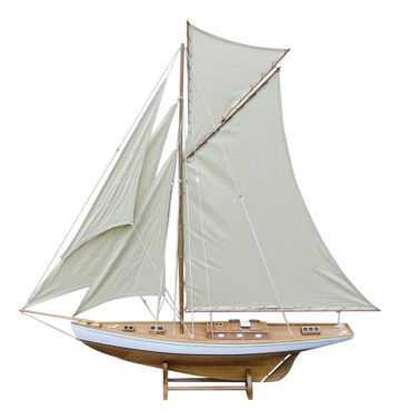 Vitorlás jacht modell, fa, vászon vitorlákkal – 125 × 135 cm