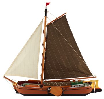 Lapos fenekű vitorlás hajómodell fából – 75 × 67 cm