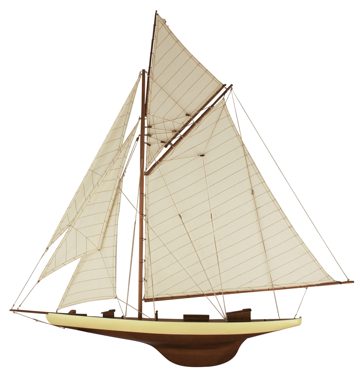 Félhajótestes vitorlás modell fából, barna/krém – 120 × 120 cm