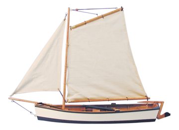 Vitorlás halászhajó-modell fából – 45 cm hosszú
