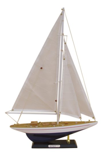 Enterprise vitorlás modell, fa, vászon vitorlákkal – 32 × 49 cm