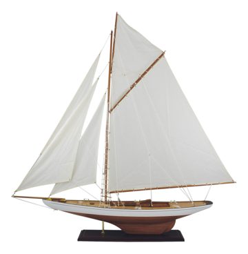 Vitorlás jacht modell, fa, vászon vitorlákkal – 120 × 120 cm