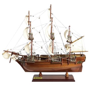 HMS Bounty kereskedelmi hajó-modell fából és fémből – 49 × 16,5 × 44 cm