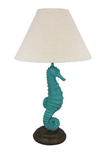 Csikóhalas lámpa búrával, műgyanta – 52 cm