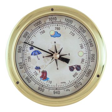 Sárgaréz barométer színes számlappal – Ø 11,5 cm