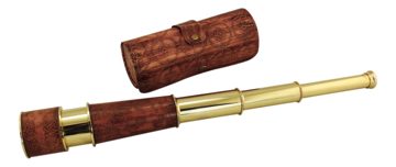 Sárgaréz távcső bőr markolattal és bőrtokkal – 45,5 cm